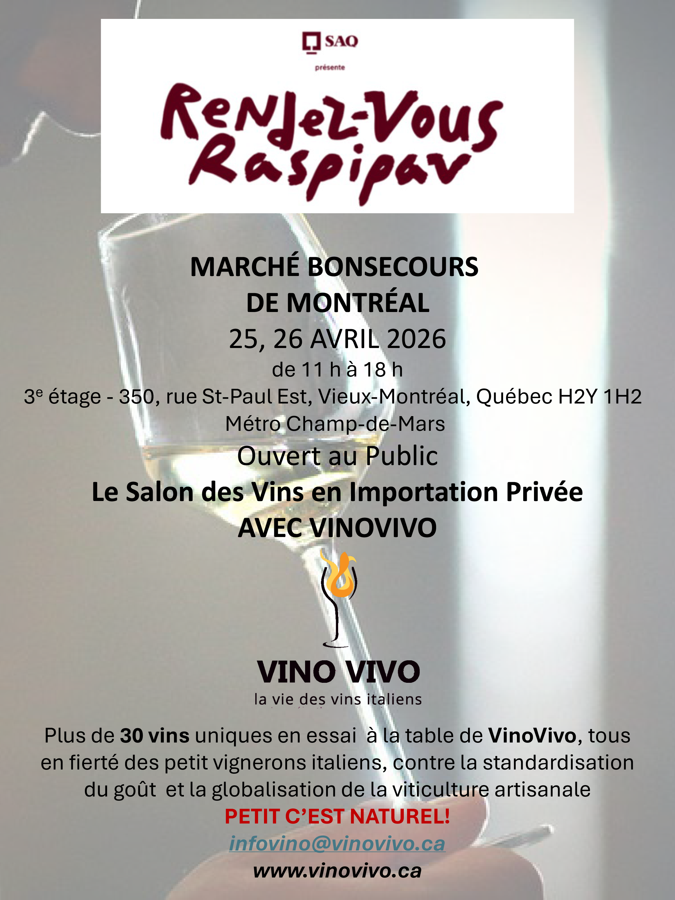 RASPIPAV - Festival du Vins en Importation Privée - Montreal 25-26 avril